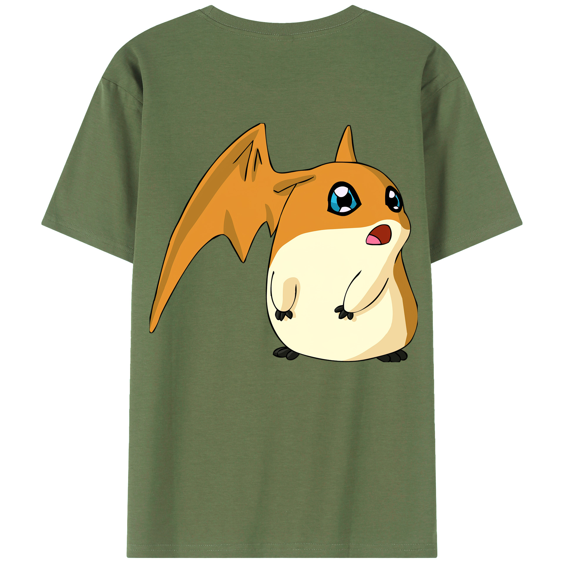 （画像用） Digimon デジタルモンスター/デジモン 綿100％ メンズ半袖Tシャツ（バックプリント） 通気性